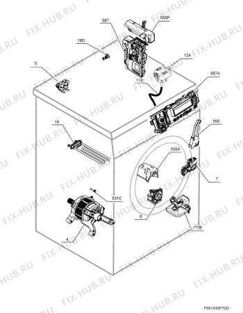 Взрыв-схема стиральной машины Aeg L7147FL - Схема узла Electrical equipment 268
